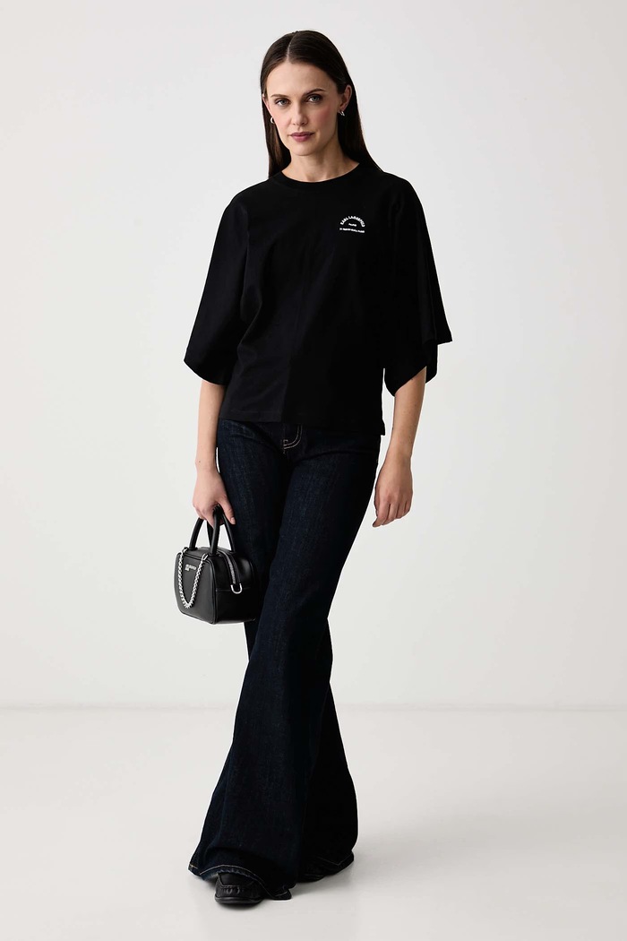 Karl Lagerfeld Oversize kratka majica ženska bombažna B4W17040 črna AW26