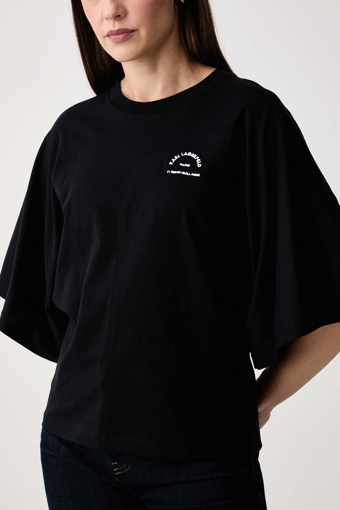 Oversize kratka majica ženska bombažna Karl Lagerfeld B4W17040 črna
