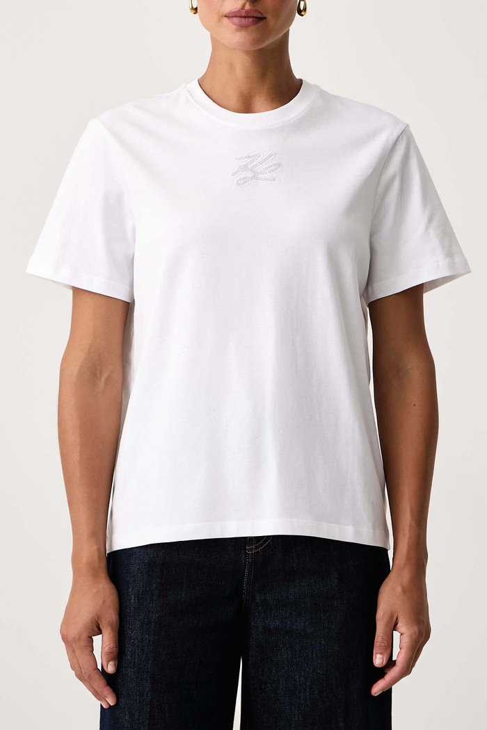 T-shirt damski bawełniany Karl Lagerfeld B4W17045 biały