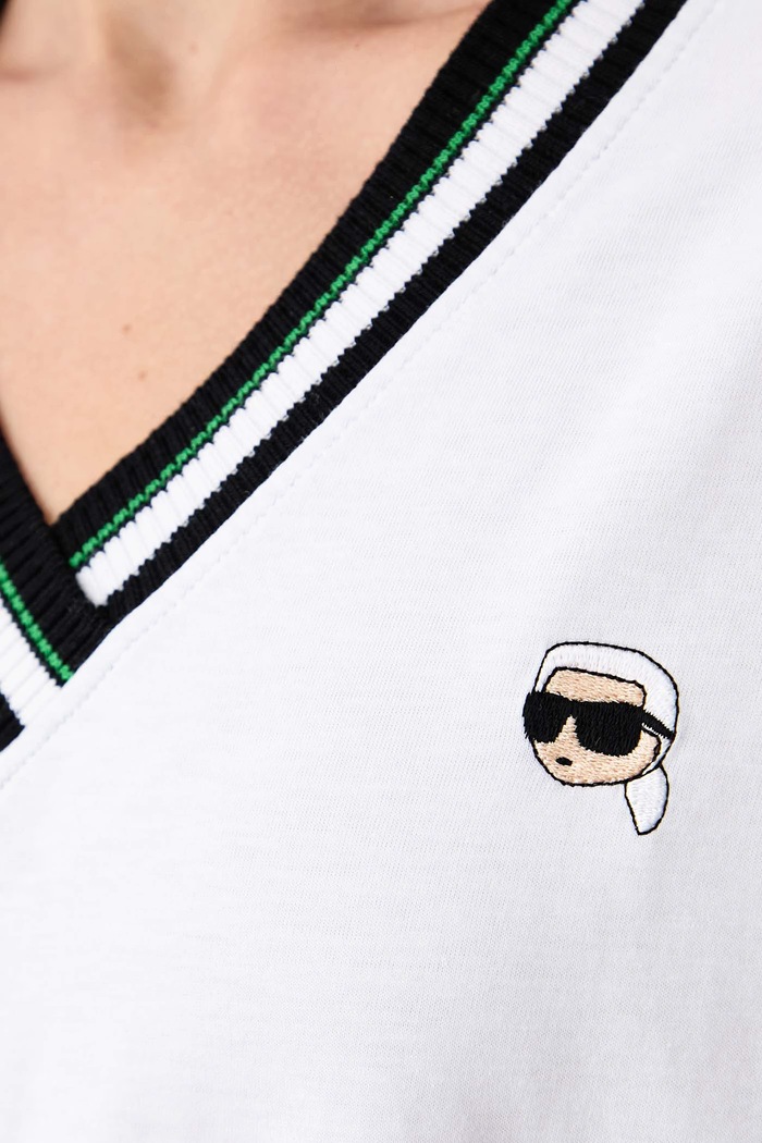 Oversize kratka majica ženska bombažna Karl Lagerfeld bela B4W17050