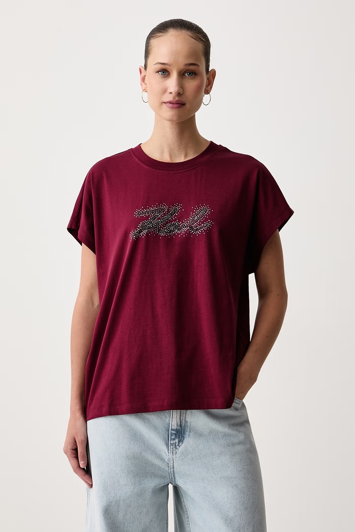 Karl Lagerfeld T-shirt γυναικείο βαμβακερό κόκκινο B4W17048