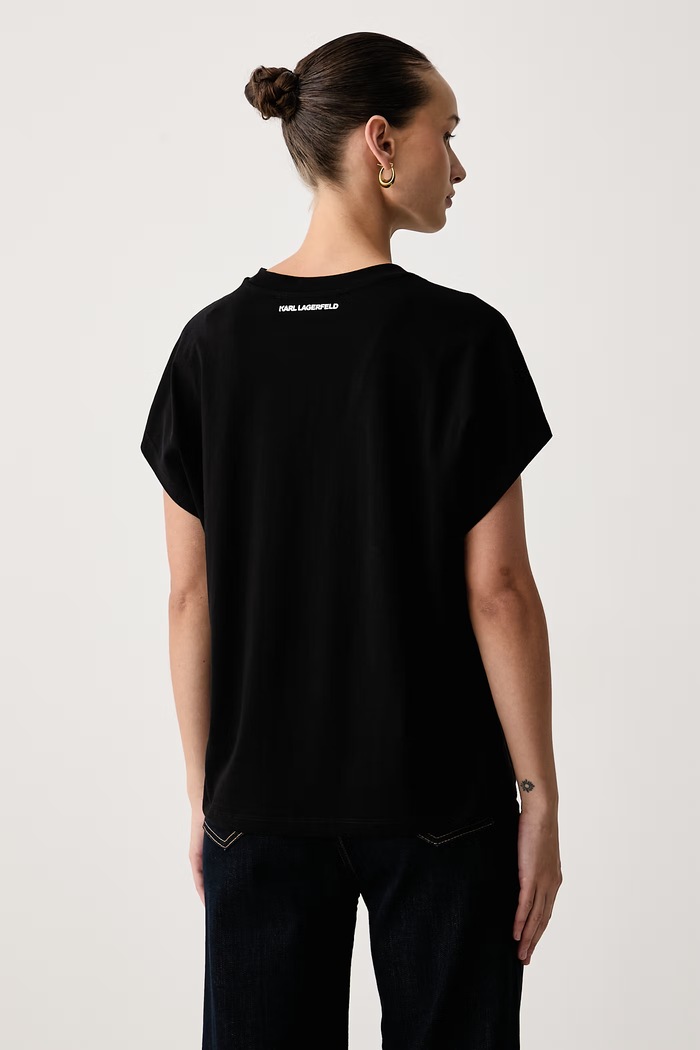Karl Lagerfeld T-shirt γυναικείο βαμβακερό B4W17048 μαύρο AW26