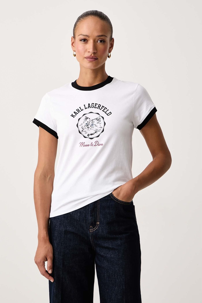 Karl Lagerfeld T-shirt damski bawełniany biały B4W17083