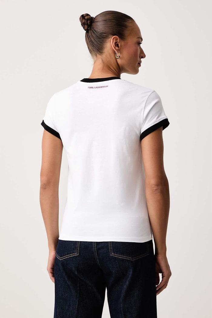 Odzież Karl Lagerfeld T-shirt damski bawełniany B4W17083 biały