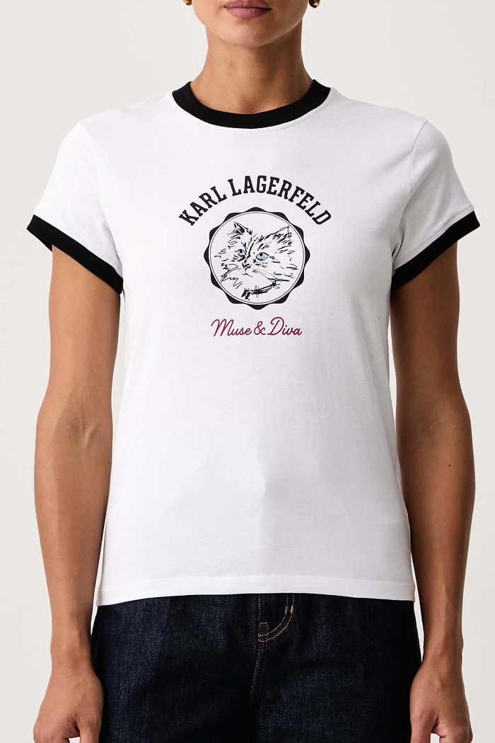 T-shirt damski bawełniany Karl Lagerfeld B4W17083 biały