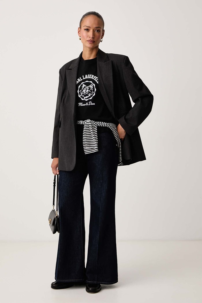 Karl Lagerfeld Majica za žene od pamuka B4W17084 crna AW26