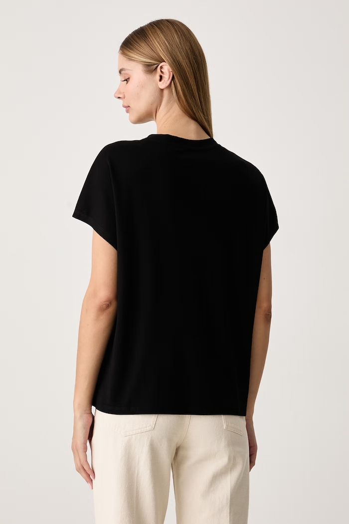 Karl Lagerfeld Tričko dámske s modalom B4W17088 čierna AW26