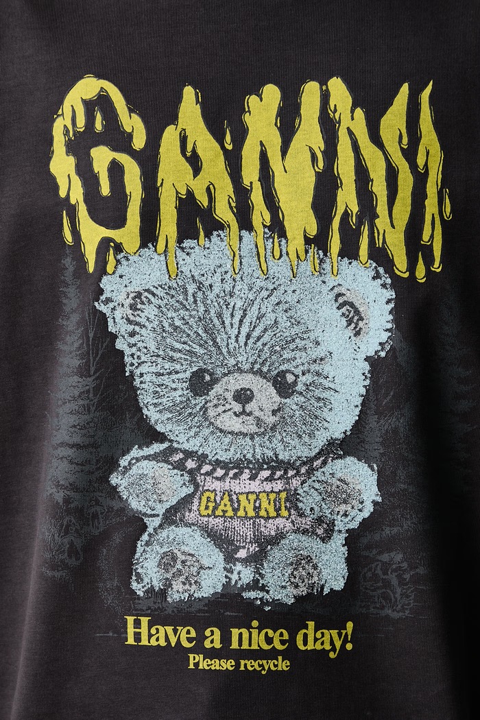 GANNI Forest Teddy tricou oversized din bumbac pentru femei A1050303