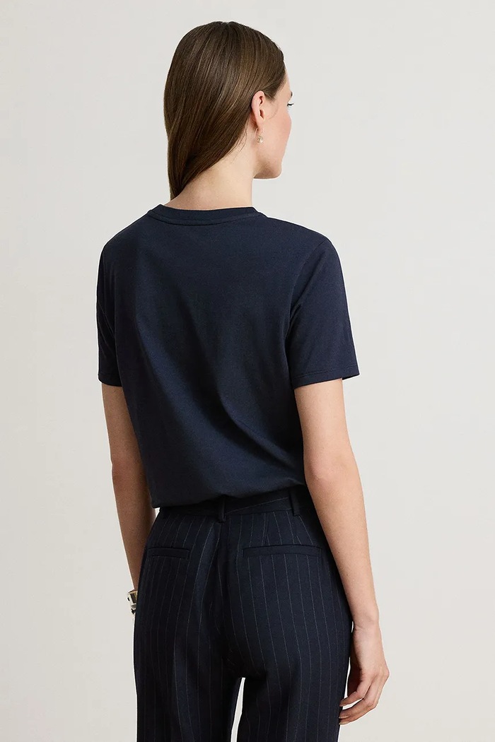 Lauren Ralph Lauren T-shirt damski bawełniany 200P13915 granatowy AW26