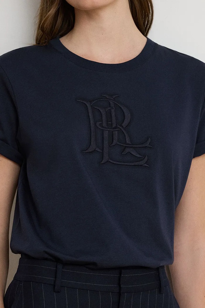 T-shirt damski bawełniany Lauren Ralph Lauren 200P13915 granatowy