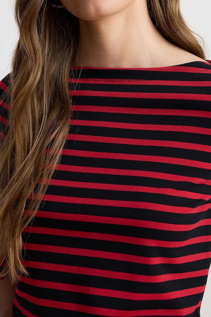 Odzież Lauren Ralph Lauren T-shirt damski bawełniany z elastanem 200B27417 bordowy