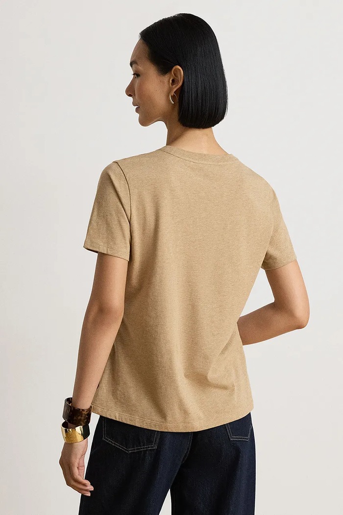 Lauren Ralph Lauren T-shirt damski bawełniany 200B27405 beżowy AW26