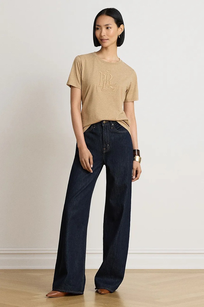 Odzież Lauren Ralph Lauren T-shirt damski bawełniany 200B27405 beżowy