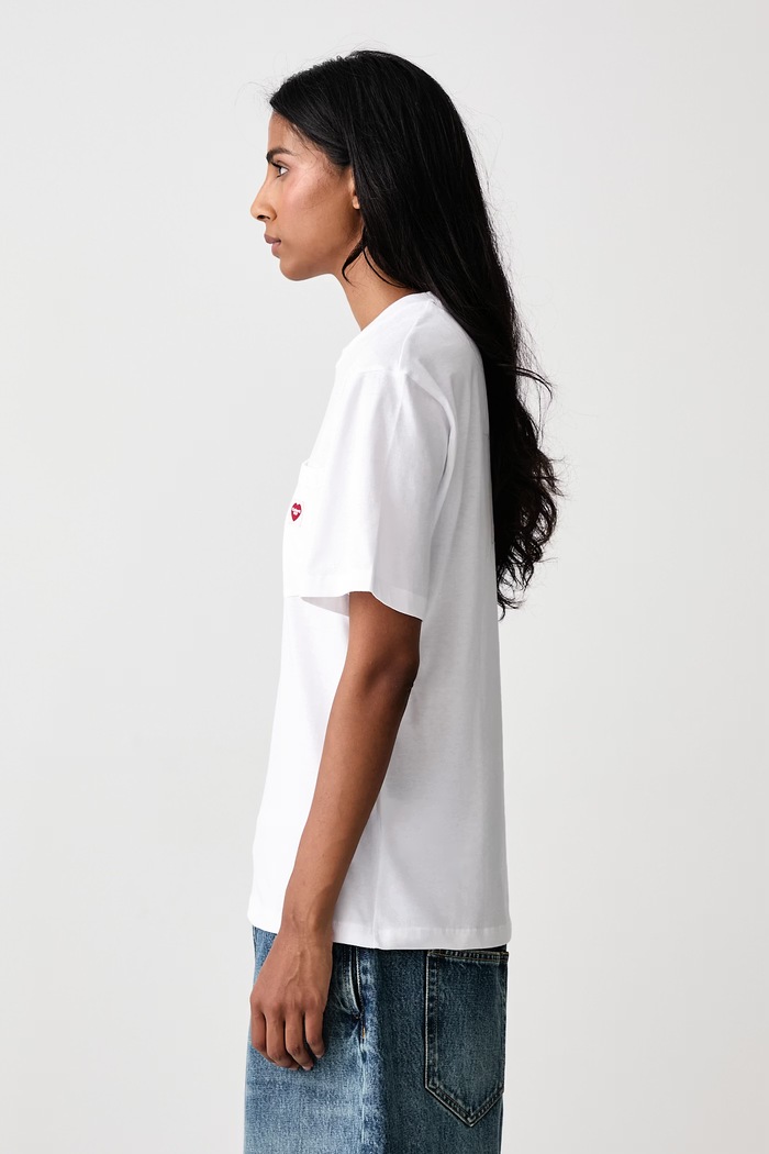 Pocket Small Heart T-Shirt bawełniany damski Carhartt WIP I037166 biały
