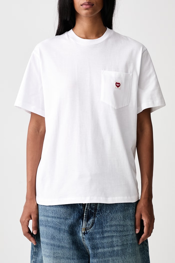 Pocket Small Heart T-Shirt bawełniany damski Carhartt WIP biały I037166