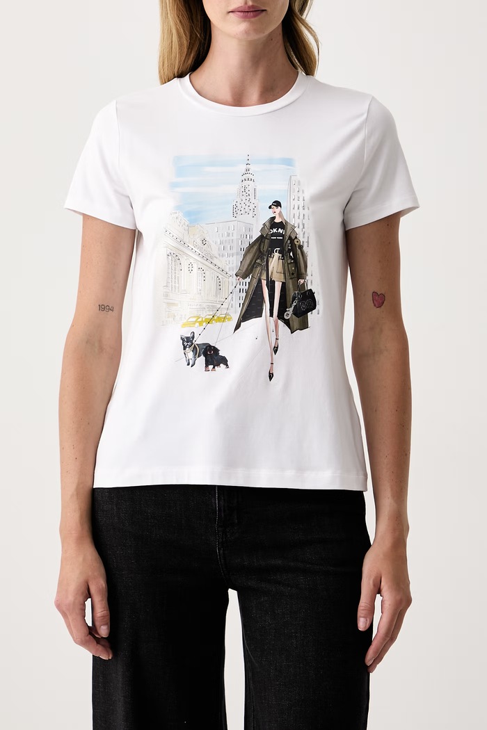 T-shirt damski z modalem DKNY P63M1WNA biały