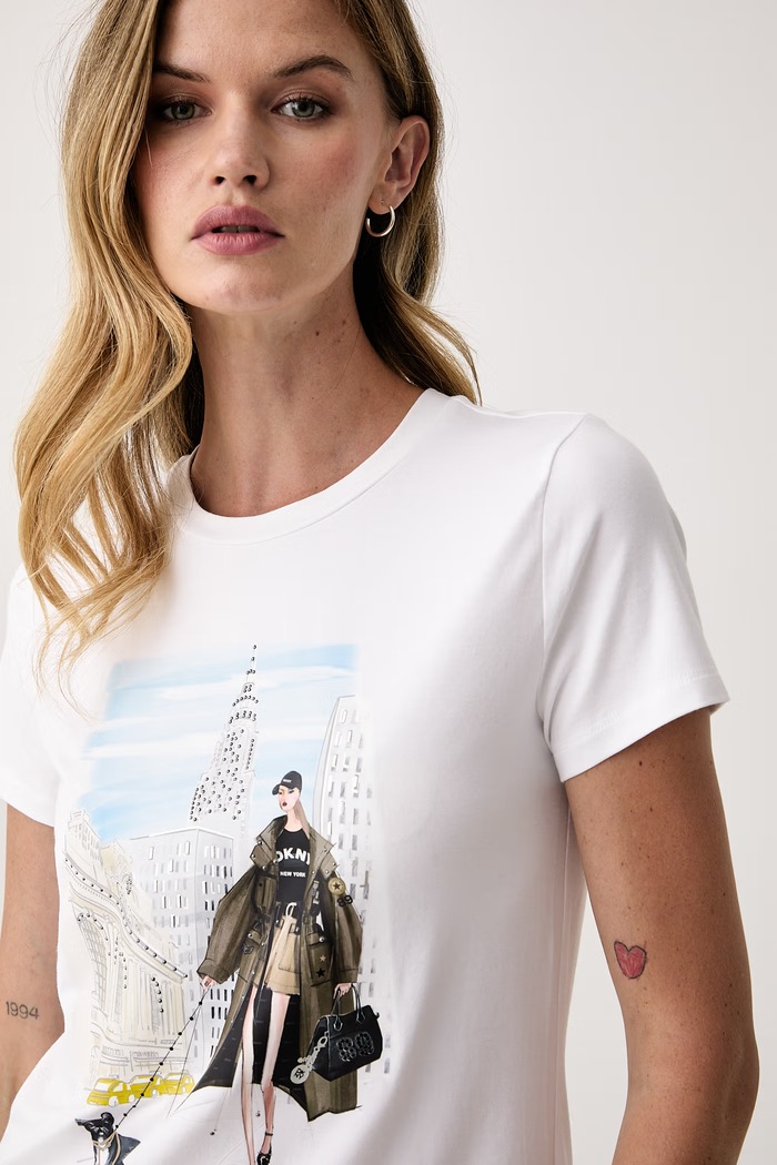T-shirt damski z modalem DKNY biały P63M1WNA