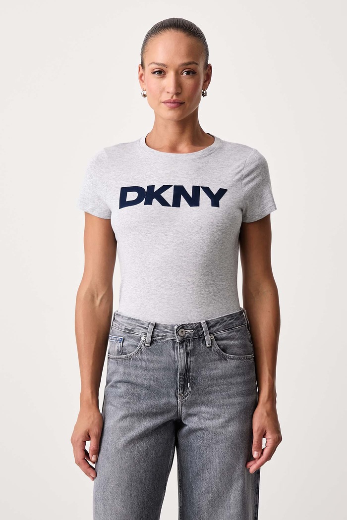 DKNY T-shirt damski z bawełną szary DP6T1849