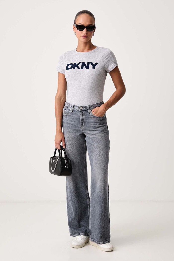 DKNY T-shirt damski z bawełną DP6T1849 szary AW26