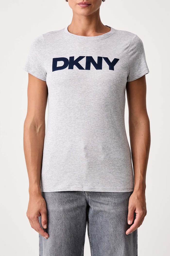 T-shirt damski z bawełną DKNY DP6T1849 szary