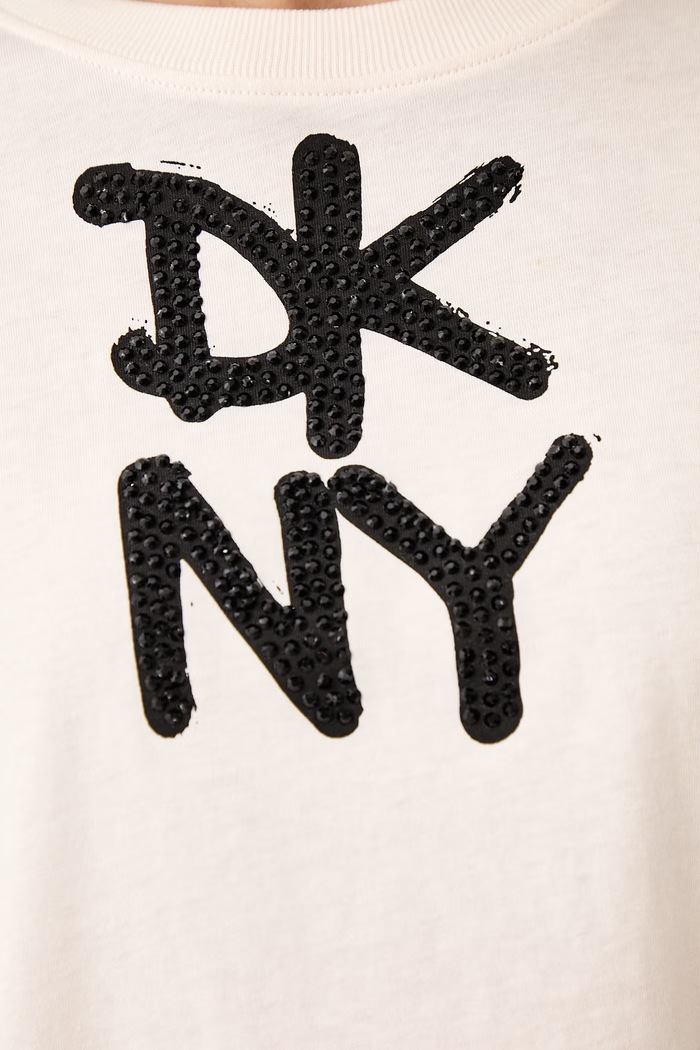 T-shirt damski bawełniany DKNY beżowy DP6T1846