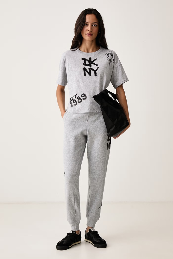DKNY T-shirt damski bawełniany DP6T1846 szary AW26