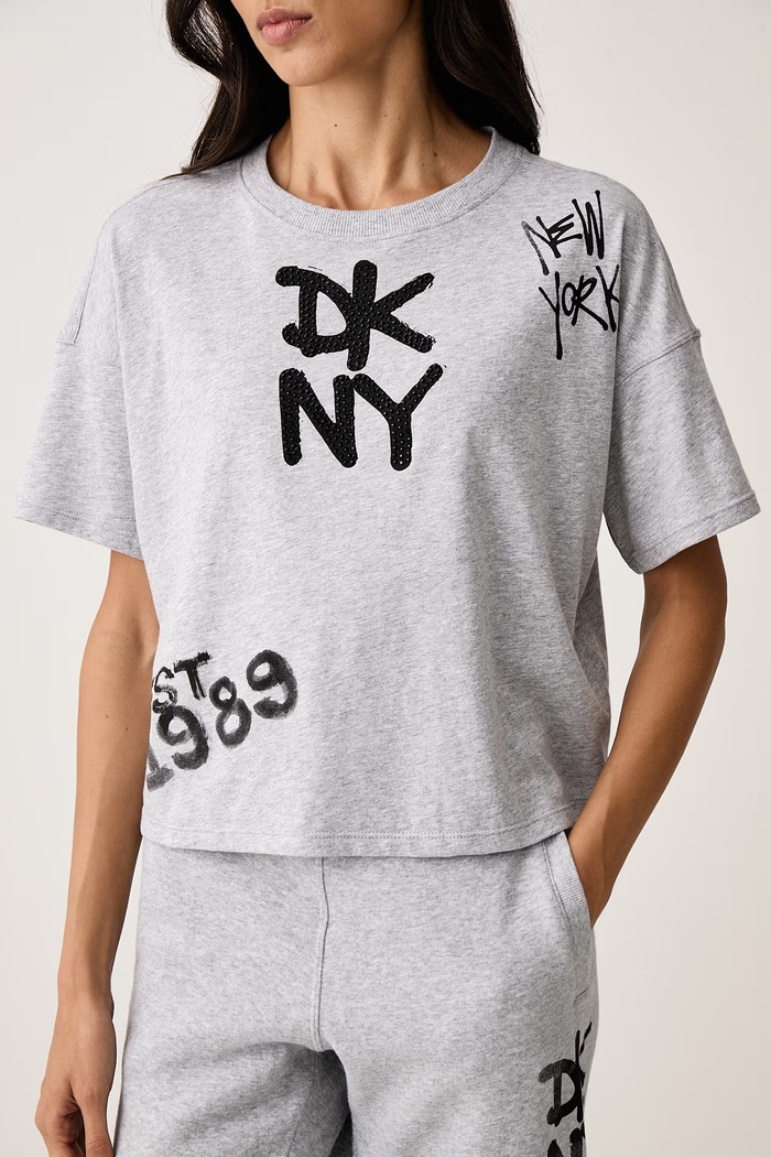 T-shirt damski bawełniany DKNY DP6T1846 szary