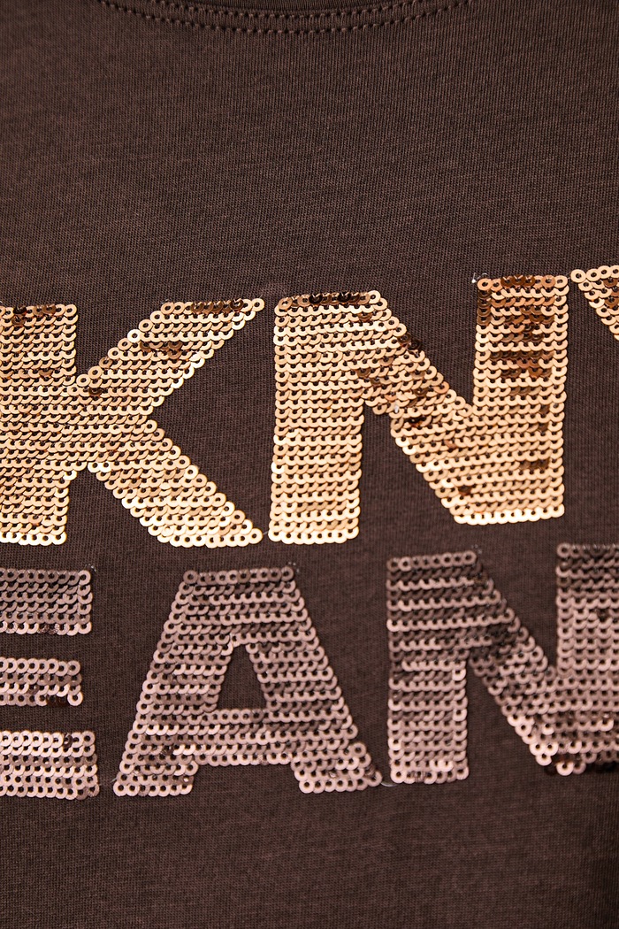 T-shirt damski z bawełną DKNY brązowy DJ6T1846