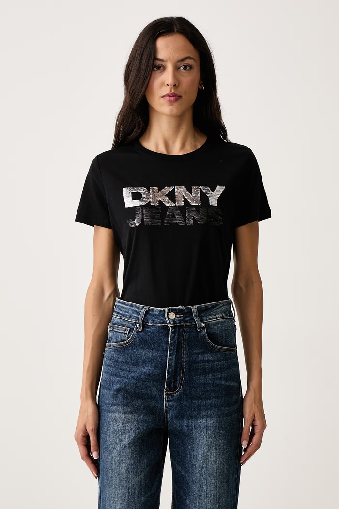 DKNY T-shirt damski z bawełną czarny DJ6T1846