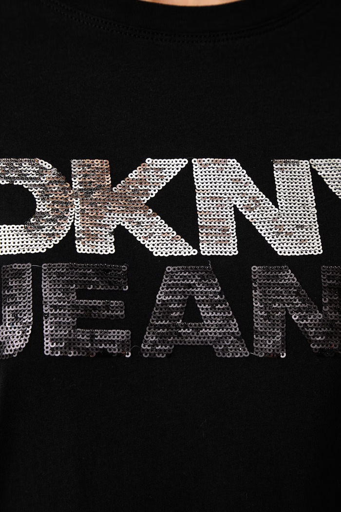 T-shirt damski z bawełną DKNY czarny DJ6T1846