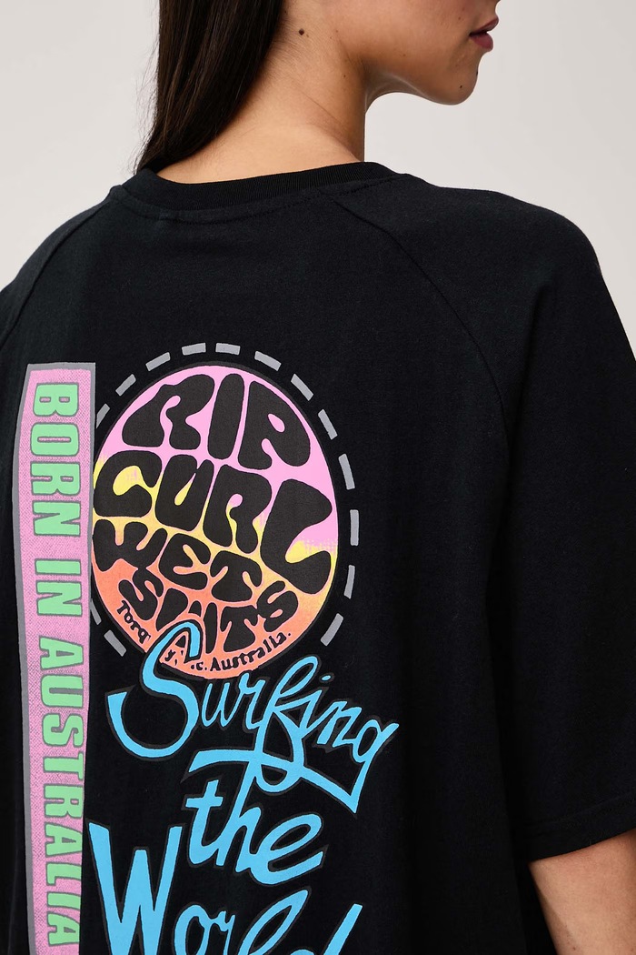 T-shirt damski bawełniany SURF THE WORLD Rip Curl 0QMWTE czarny