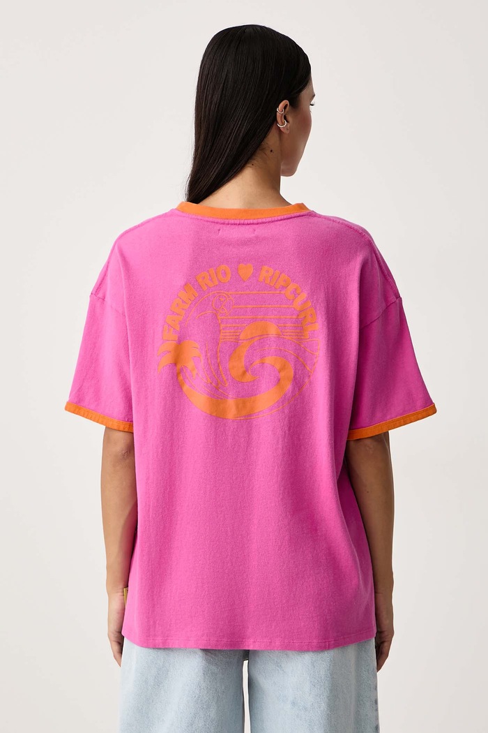 Rip Curl T-shirt damski bawełniany FARM RIO różowy 0PVWTE