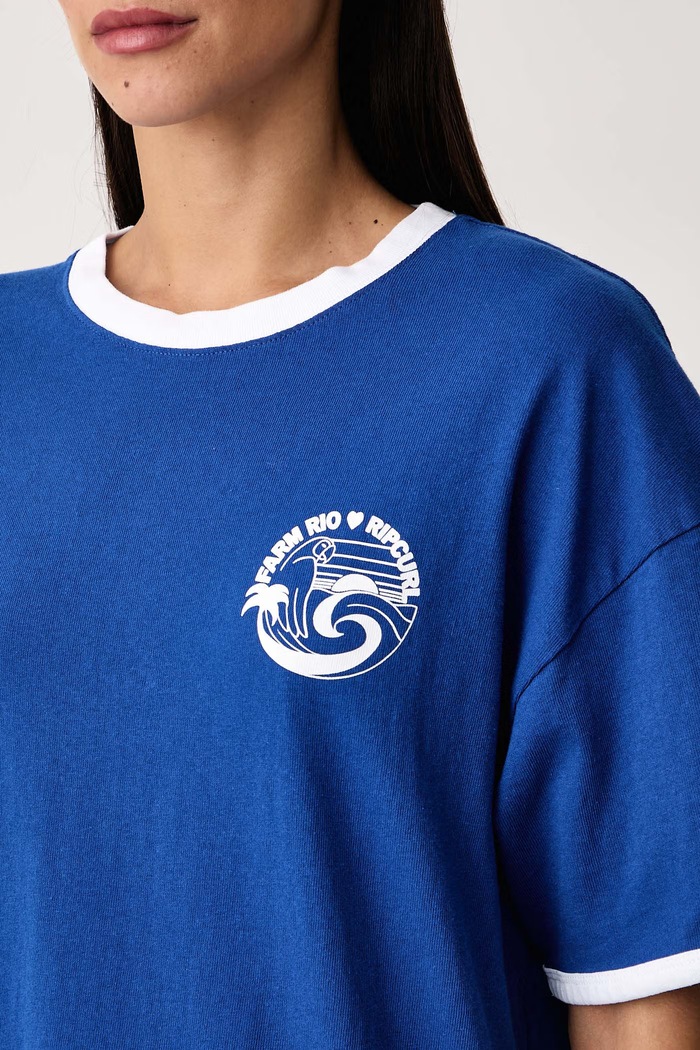 T-shirt damski bawełniany FARM RIO Rip Curl 0PVWTE niebieski