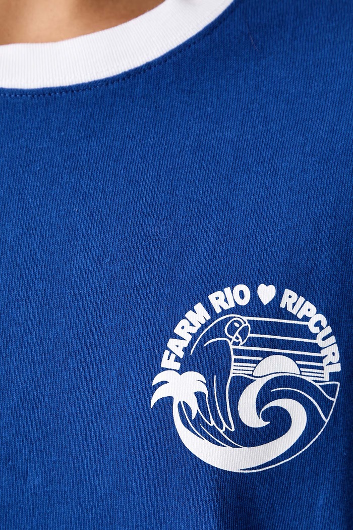 T-shirt damski bawełniany FARM RIO Rip Curl niebieski 0PVWTE