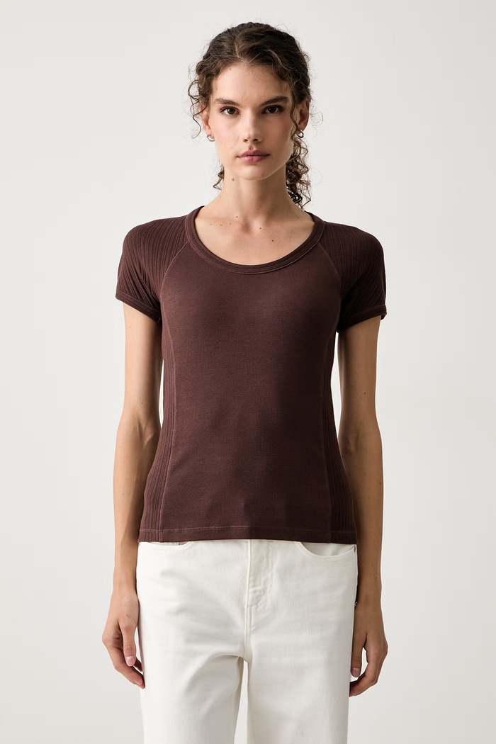 Max&Co. T-shirt damski z bawełną STRANO brązowy 2626946041200