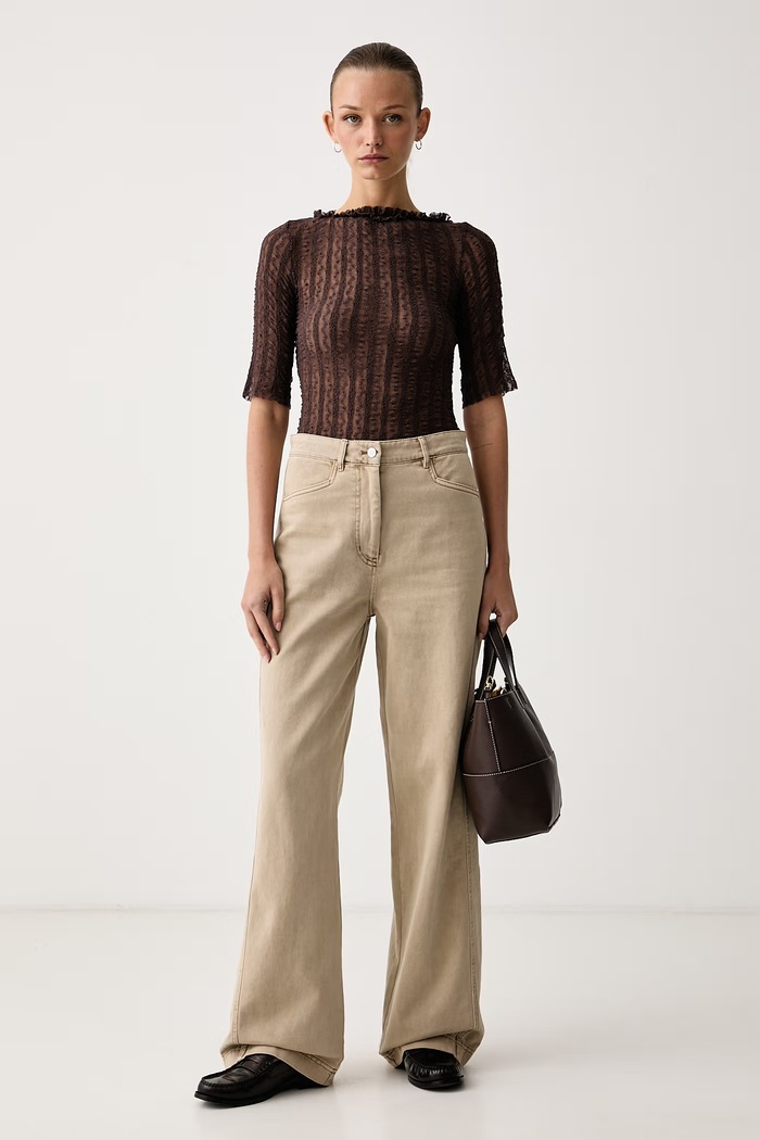 Max&Co. Bluzka damska koronkowa ALFIO 2626946011200 brązowy AW26
