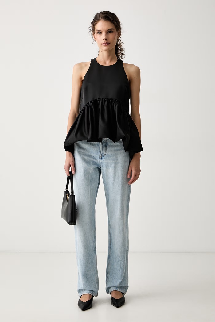Max&Co. Bluzka z falbanką damska PIETRE 2626166051200 czarny AW26