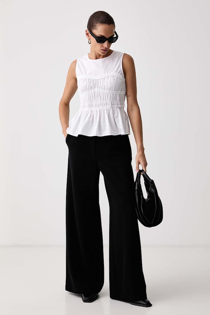 Max&Co. Bluzka z falbanką damska PIROGA 2626166031200 biały AW26