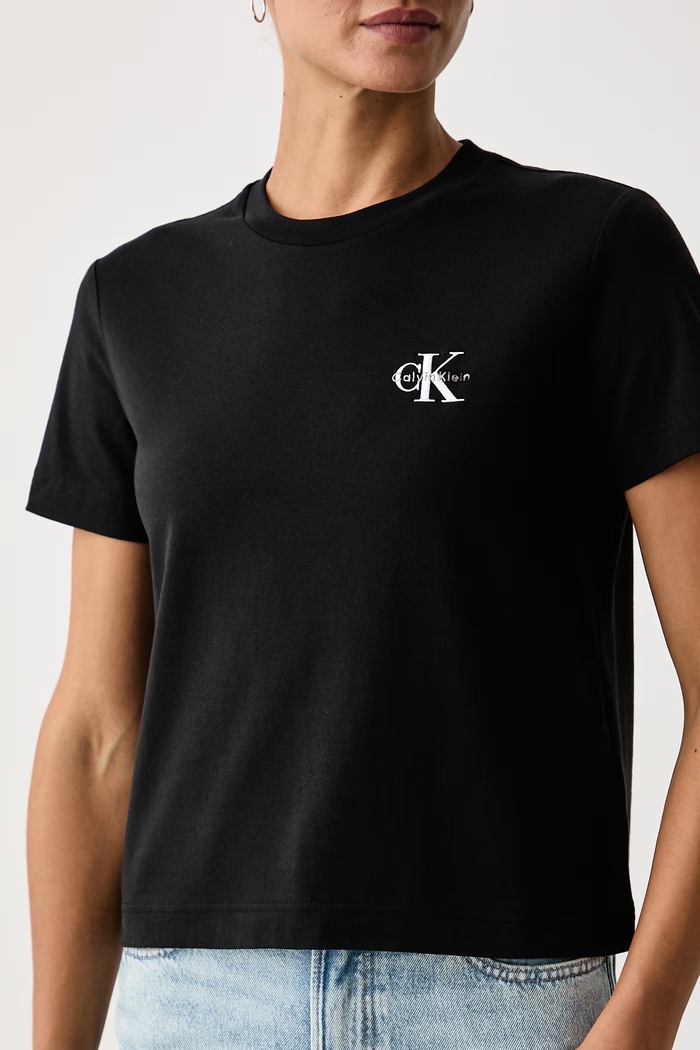Odzież Calvin Klein Jeans T-shirt damski bawełniany z elastanem LV047AB801 czarny