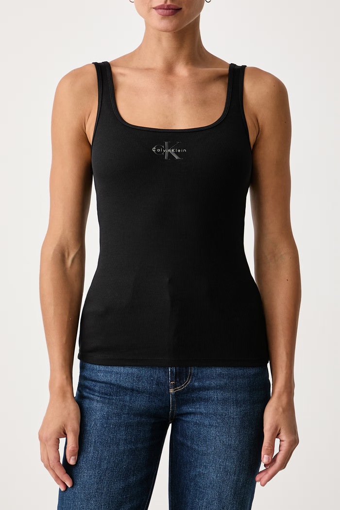 Odzież Calvin Klein Jeans Top damski bawełniany z elastanem LV047A804G czarny