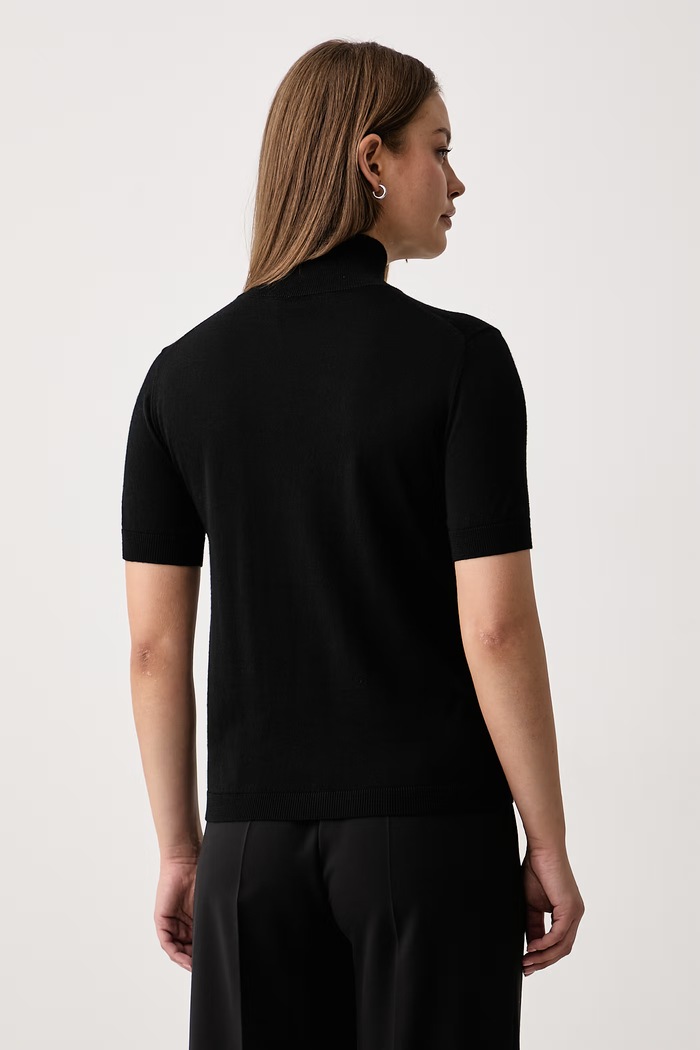 Odzież Kaos T-shirt swetrowy damski wełniany SI1NT045 czarny