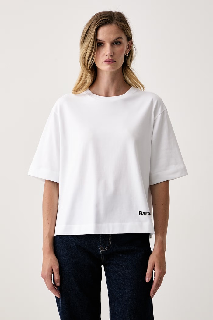 Barbour T-shirt oversize damski bawełniany Wilowmere biały LTS0745