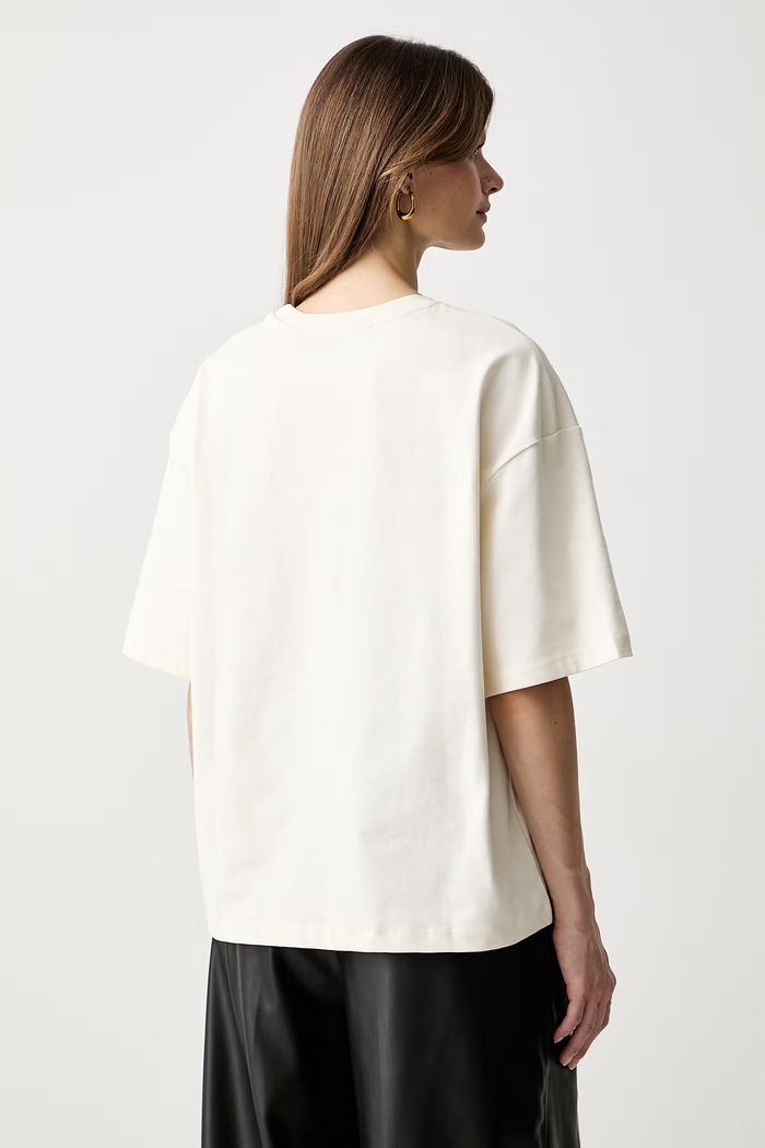 Odzież Just Cavalli T-shirt damski bawełniany 81PAHT03.CJ518 beżowy