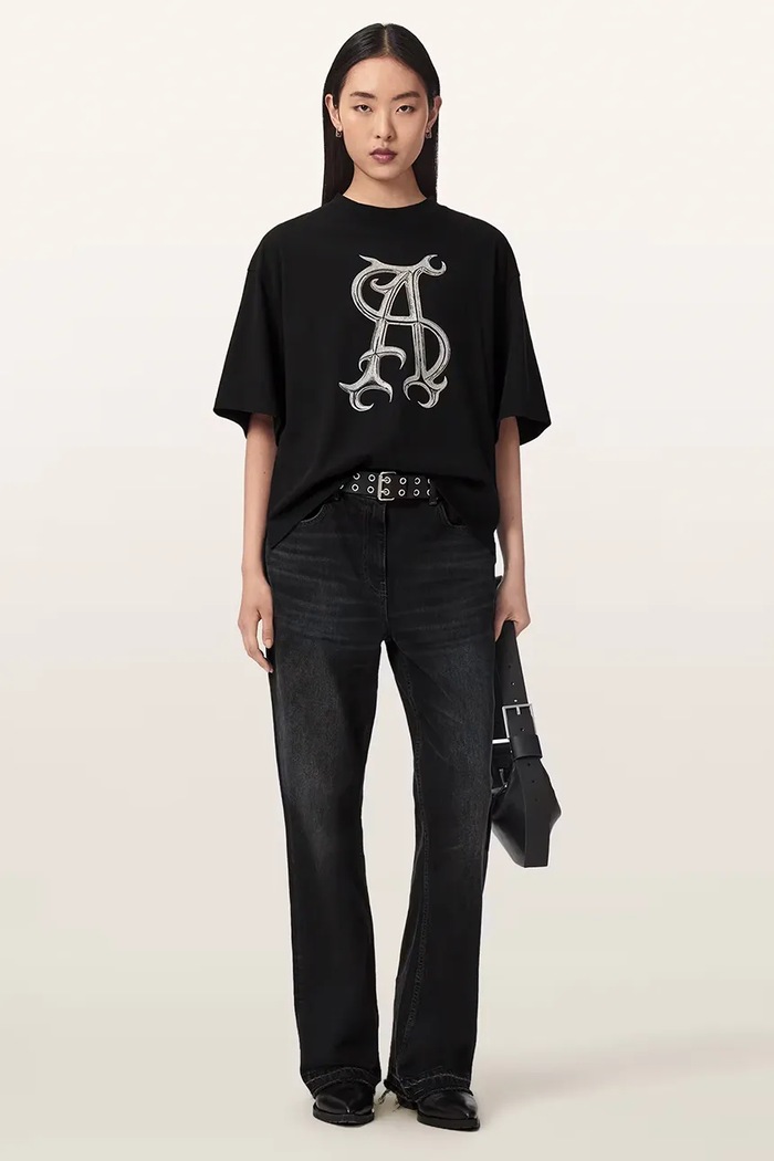 Odzież AllSaints T-shirt oversize damski bawełniany REFLEX AMELIE TEE W149JF czarny