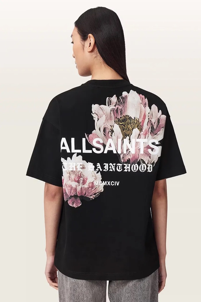 AllSaints T-shirt oversize damski bawełniany ELIANA ETTA TEE czarny W052JF