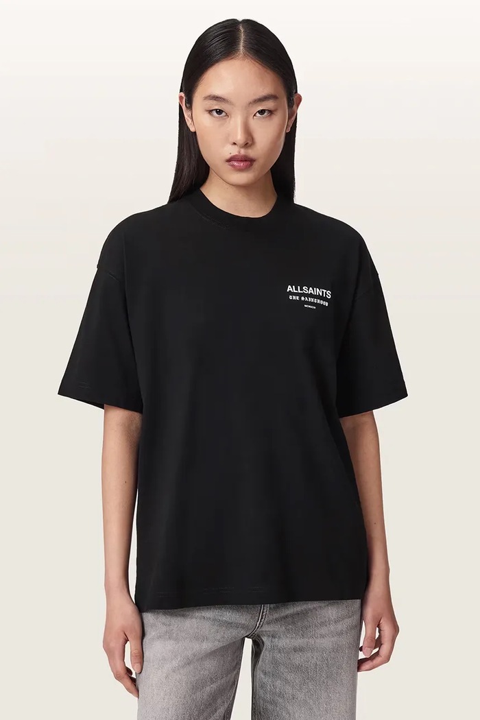 AllSaints T-shirt oversize damski bawełniany ELIANA ETTA TEE W052JF czarny AW26
