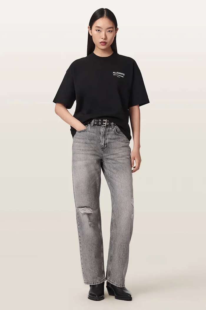 Odzież AllSaints T-shirt oversize damski bawełniany ELIANA ETTA TEE W052JF czarny