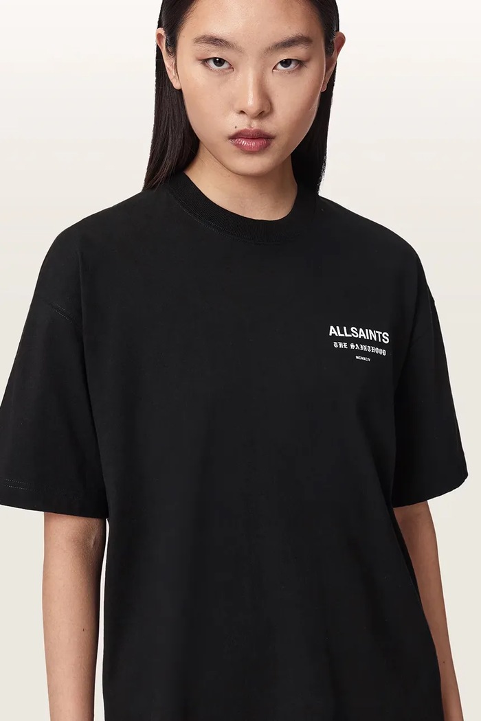 T-shirt oversize damski bawełniany ELIANA ETTA TEE AllSaints W052JF czarny