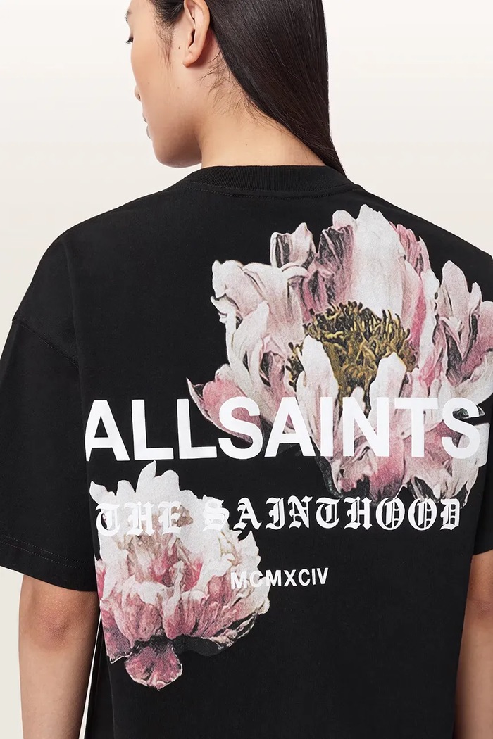 T-shirt oversize damski bawełniany ELIANA ETTA TEE AllSaints czarny W052JF