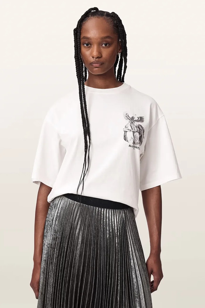 AllSaints T-shirt oversize damski bawełniany SERAPH AMELIE SS W047JF biały AW26